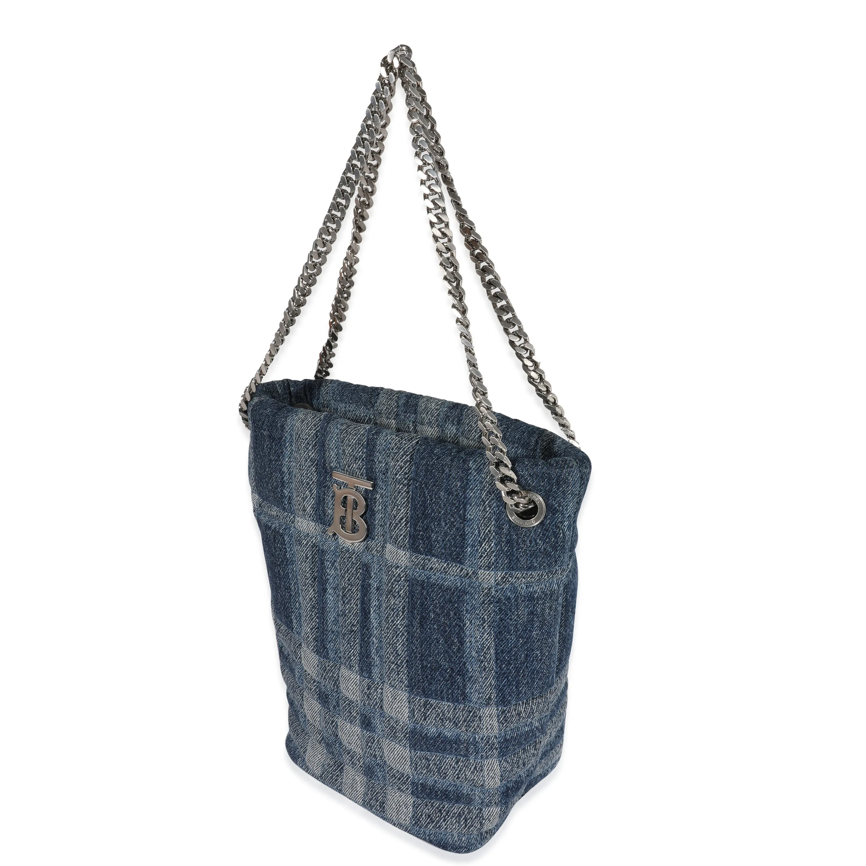 Trendy Inspired Burberry Blue Denim Small Lola Bucket Bag