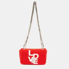 Trendy Inspired Burberry Red Terry Fabric Mini Love Lola Shoulder Bag