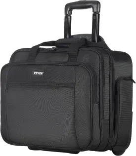 VEVOR Rolling Laptop Bag, Fits Up to 17.3 Inch Laptop Wheeled Briefcase Roller Computer Tote Bag with 2 Fixed Wheels & Telescoping Handle Laptop Case for Work Travel Business Office