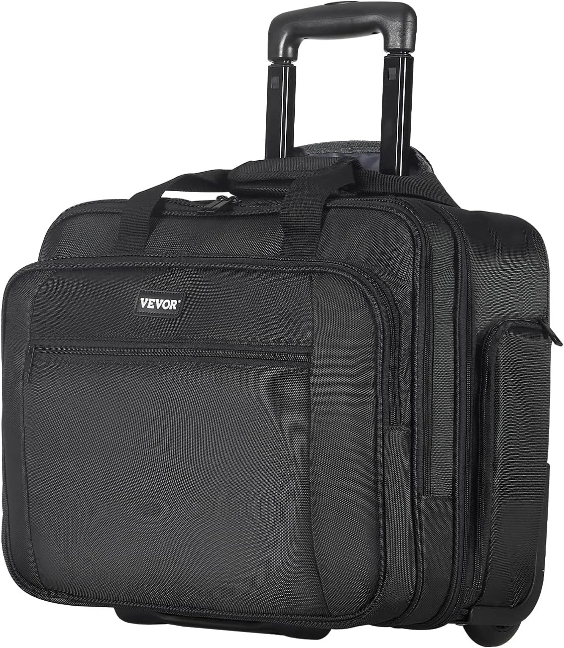 VEVOR Rolling Laptop Bag, Fits Up to 17.3 Inch Laptop Wheeled Briefcase Roller Computer Tote Bag with 2 Fixed Wheels & Telescoping Handle Laptop Case for Work Travel Business Office