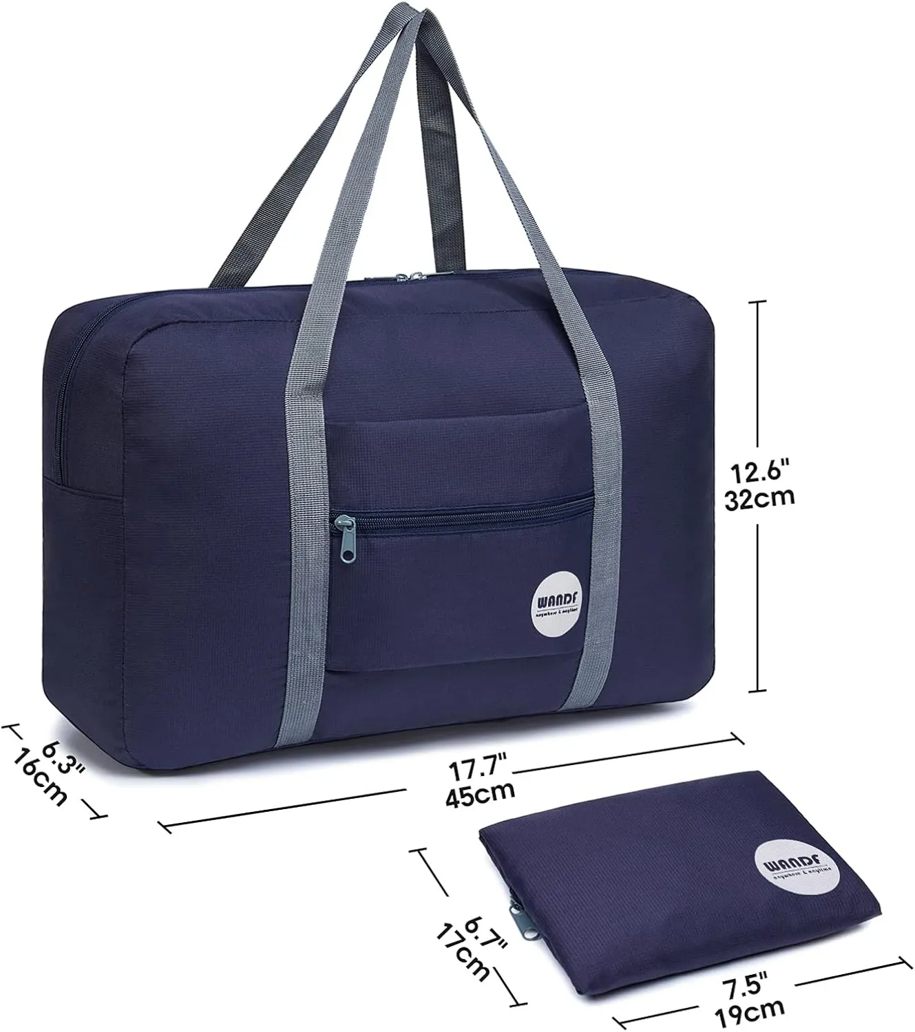 WANDF For Spirit Airlines Personal Item Bag 18x14x8 Travel Duffel Bag Underseat Foldable Carry-on Luggage for Women