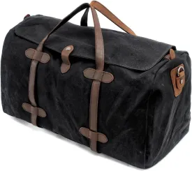 women Vintage Pure Cotton Canvas Leather Travel Duffle Bags Large Capacity Weekend Overnight Men Hand Luggage Big (Black)