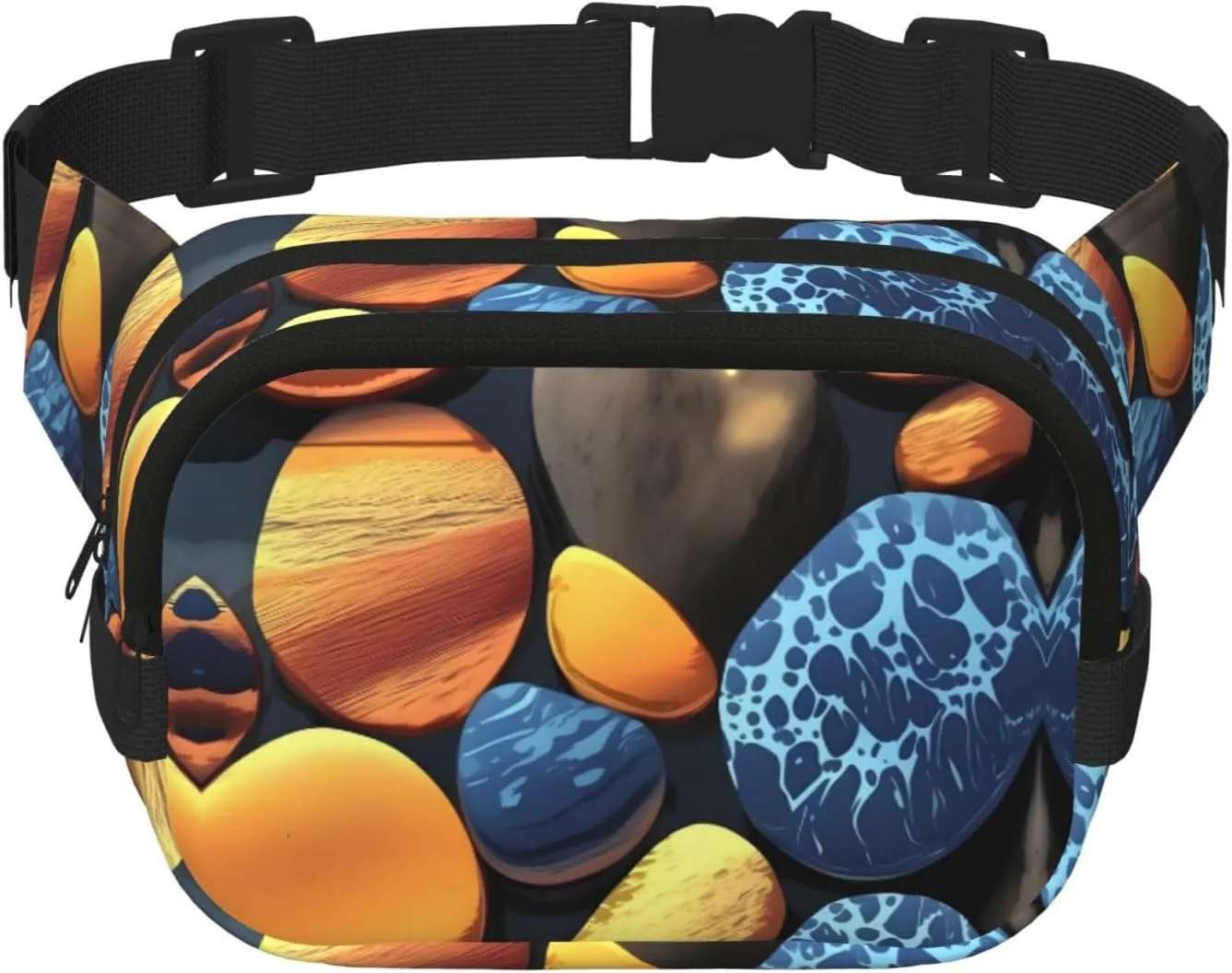 Yellow pebbles Printed fashionable waist bag, unisex messenger bag, fashionable travel waist bag